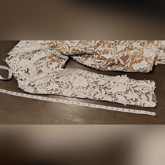 Jenny Yoo Lace White Samira Long Sleeve Mock Neck Mini Dress Size 8 Bride - Picture 10 of 16